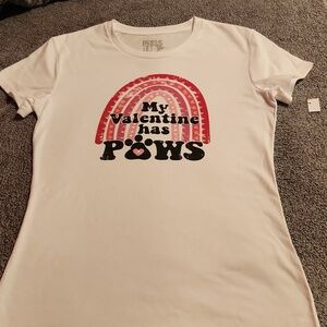Women's Size Small Valentines Shortsleeve Shirt, "My Valentine has Paws"